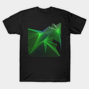 Geometric green linear galaxy spaceship T-Shirt